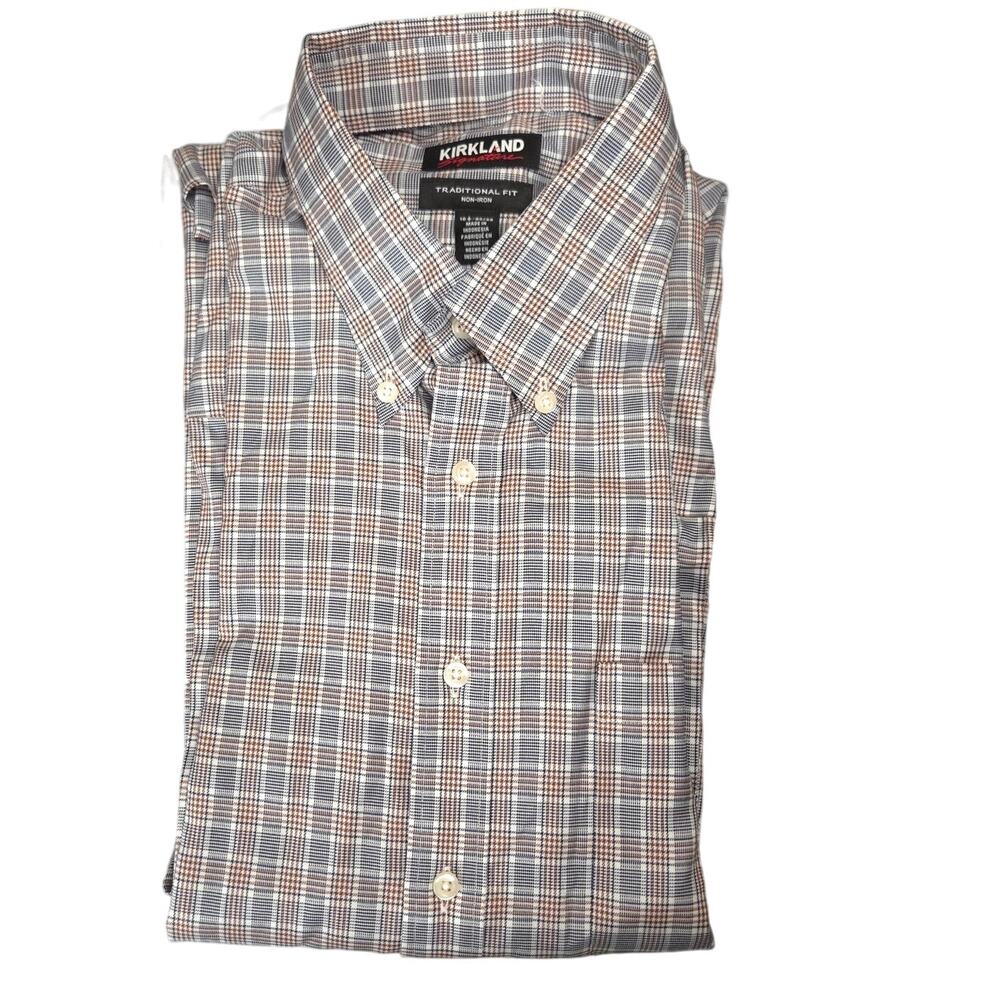 Men's sz. 16.5 Shirt Long Sleeves New w/o Tags Gray Rust No Iron